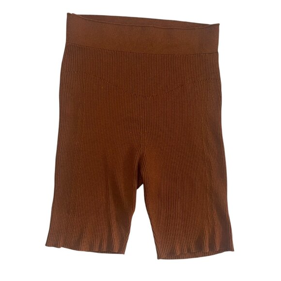 Uniqlo x Mame Kurogouchi Ribbed Knit Biker Short Brown Size S Loungewear Neutral - Picture 1 of 8